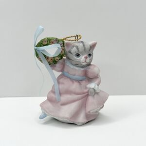 1992 Schmid Kitty Cucumber Christmas Ornament Prunella Wreath 4th Final Annual